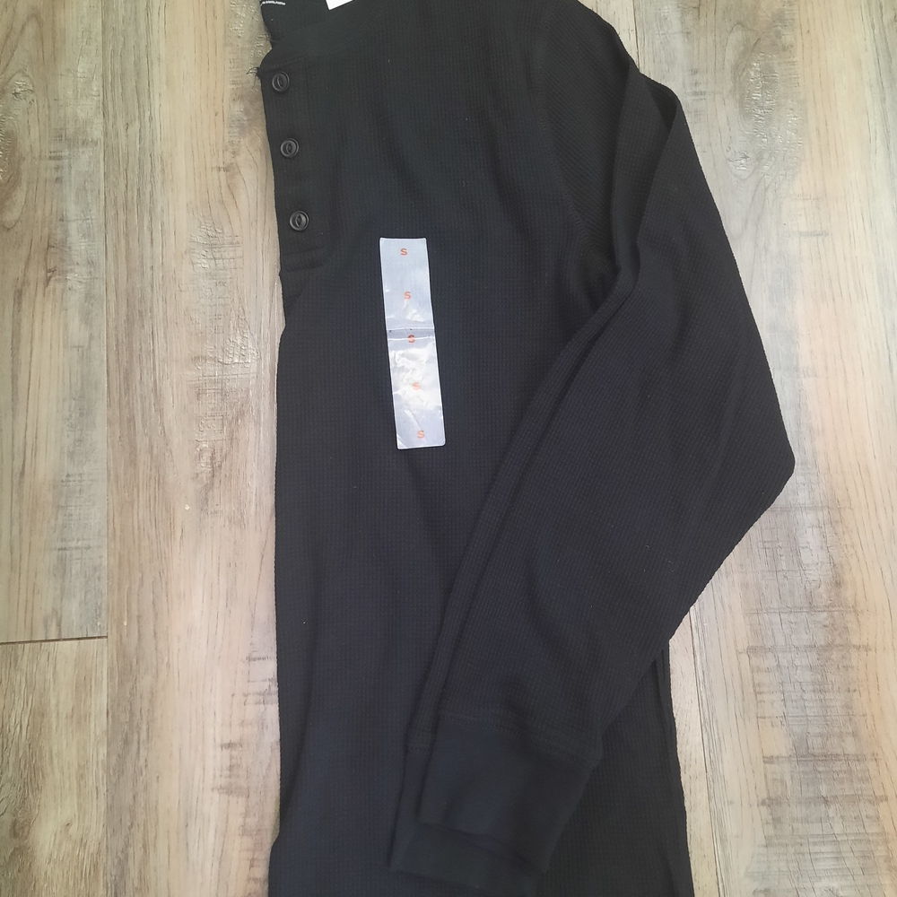 Old Navy Black Long Sleeve Henley Shirt